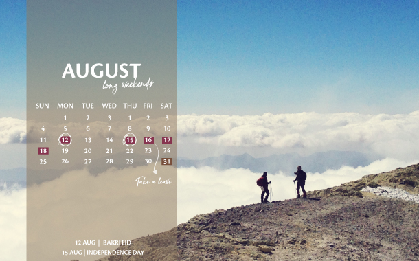 August Long Weekend Planner, 2019 August Long Weekend Planner, 2019