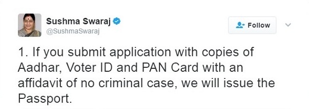 Tweet 1 @SushmaSwaraj Tweet 1 @SushmaSwaraj
